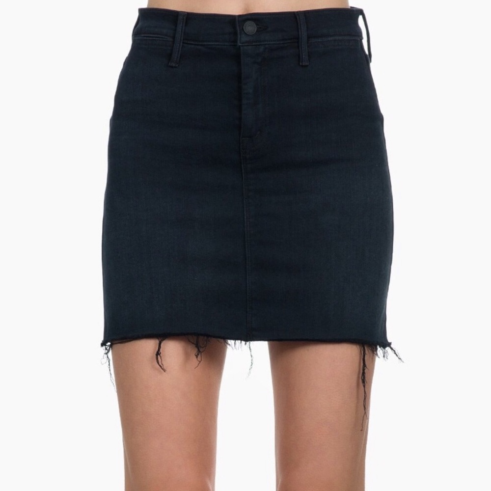 MOTHER “The Coin” Fray Mini Skirt in Blackbird 26